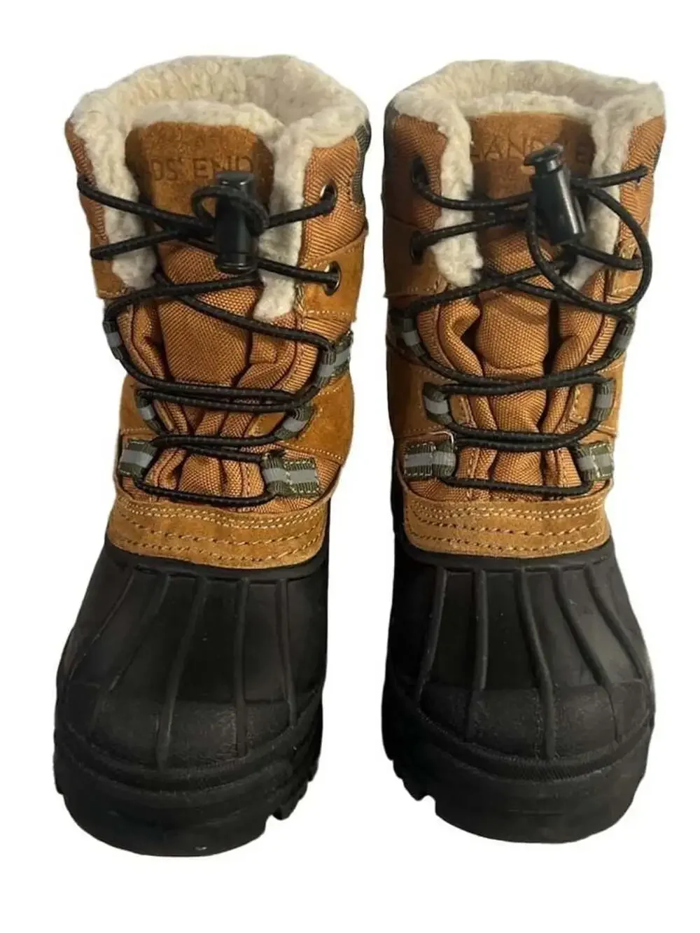 Lands' End Youth Kids Brown and Black Waterproof Fleece-Lined Duck Boots S10M